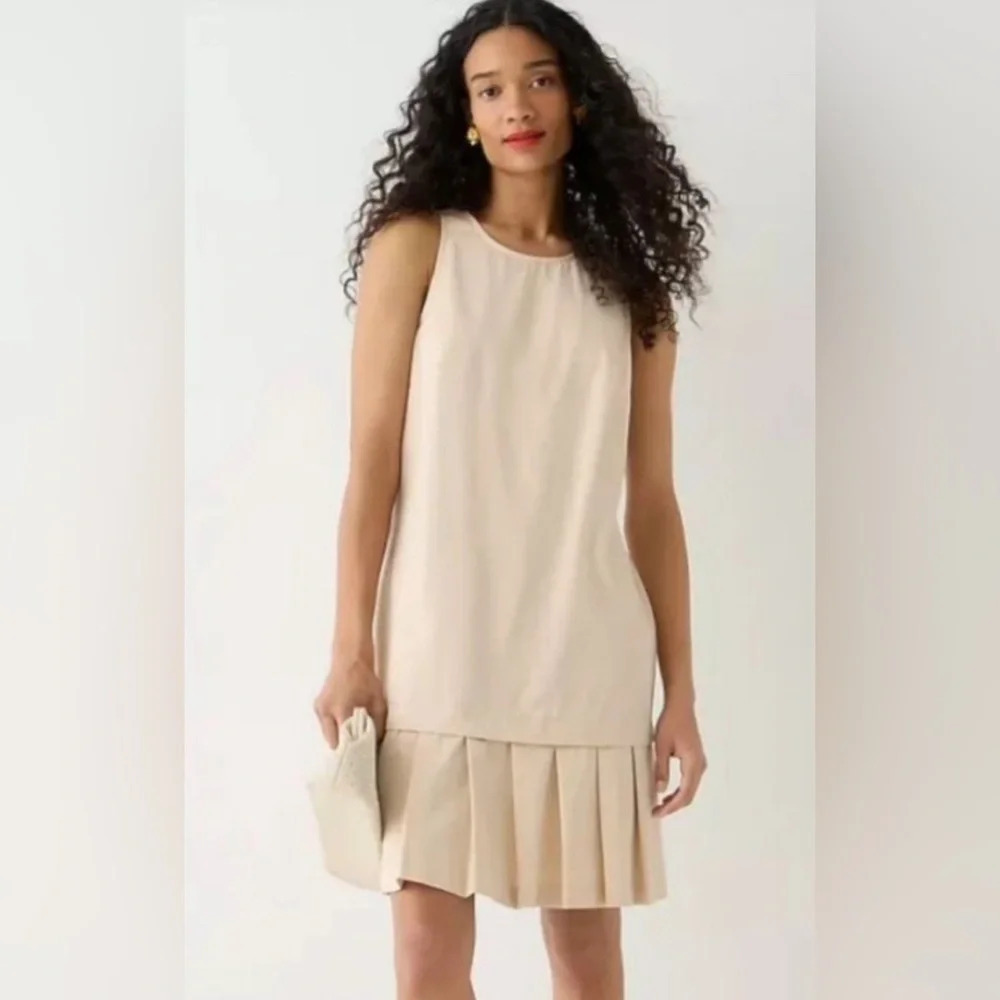 J Crew Pleated Hem Drop Waist Shift Dress Chic Preppy Tennis Sporty NWT XS - Picture 3 of 10